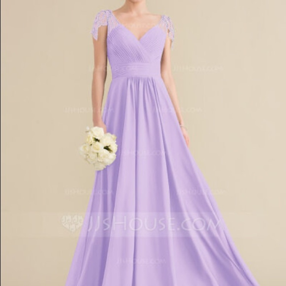 JJ’s House | A-Line V-neck Long Bridesmaid Dress